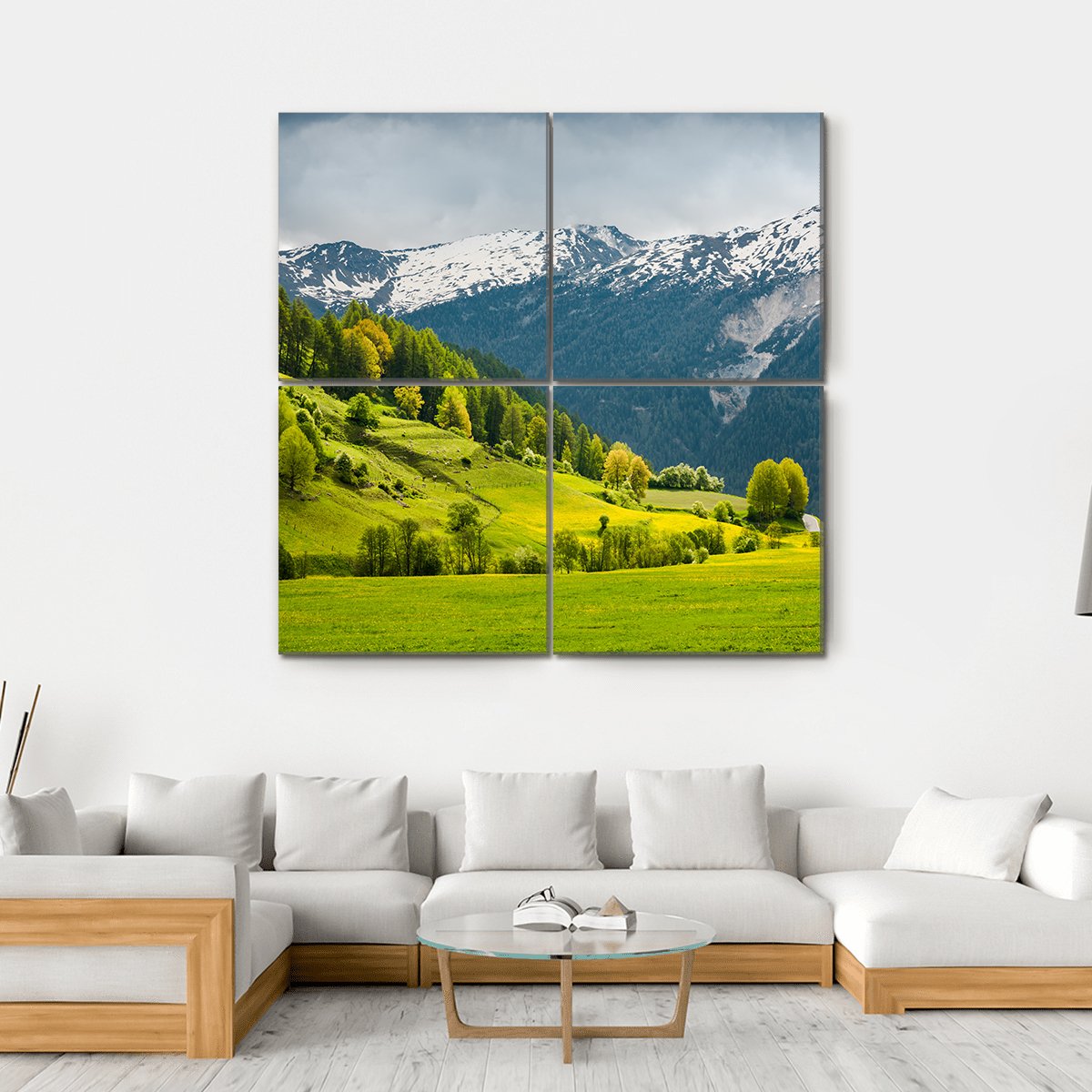 View Over Summer Colors In Alpine Canvas Wall Art-4 Square-Gallery Wrap-17" x 17"-Tiaracle