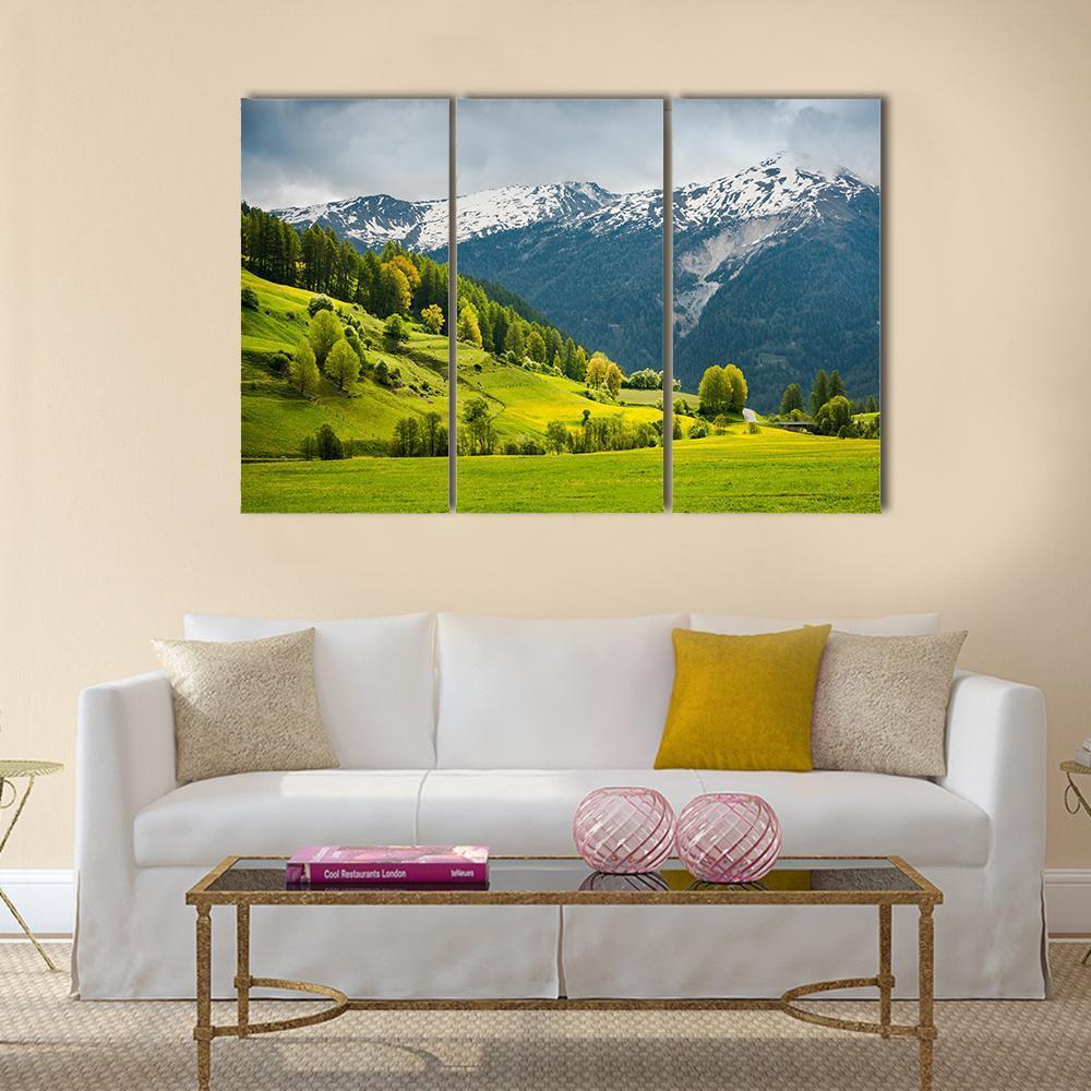 View Over Summer Colors In Alpine Canvas Wall Art-3 Horizontal-Gallery Wrap-37" x 24"-Tiaracle