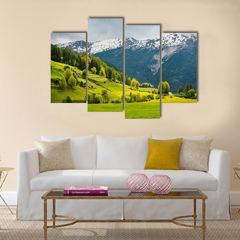 View Over Summer Colors In Alpine Canvas Wall Art-4 Pop-Gallery Wrap-50" x 32"-Tiaracle