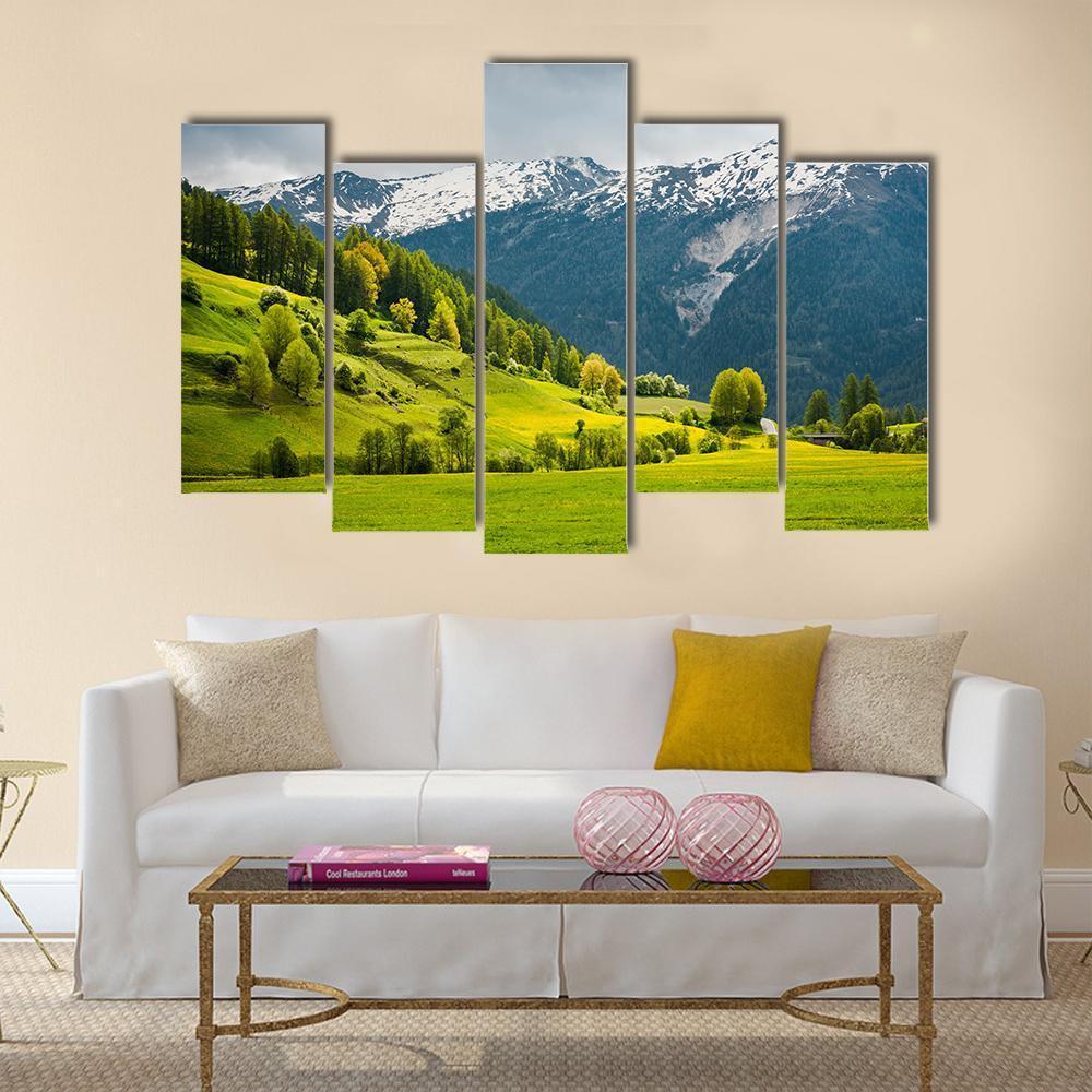 View Over Summer Colors In Alpine Canvas Wall Art-5 Pop-Gallery Wrap-47" x 32"-Tiaracle