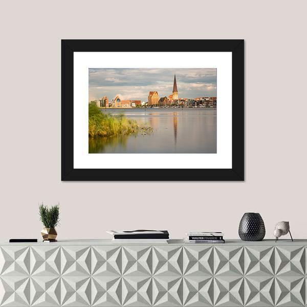 View Over The River Warnow To Rostock Canvas Wall Art-1 Piece-Framed Print-20" x 16"-Tiaracle