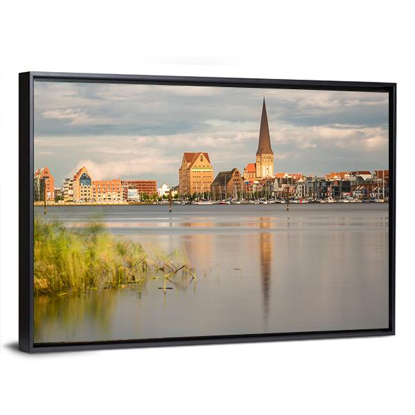 View Over The River Warnow To Rostock Canvas Wall Art-3 Horizontal-Gallery Wrap-25" x 16"-Tiaracle