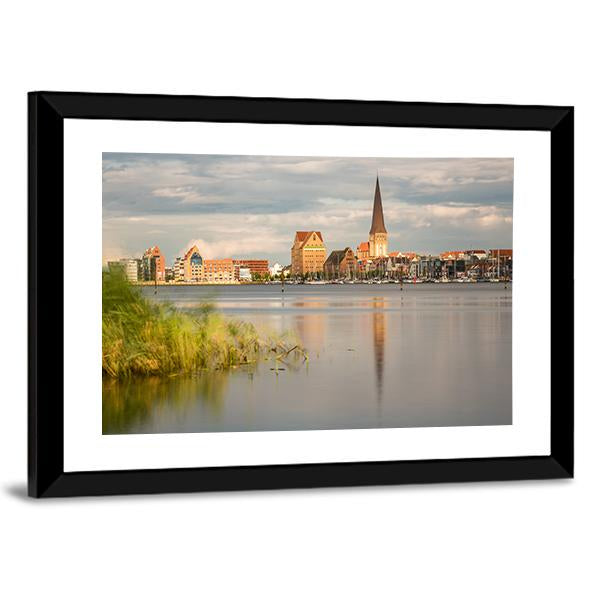 View Over The River Warnow To Rostock Canvas Wall Art-3 Horizontal-Gallery Wrap-25" x 16"-Tiaracle
