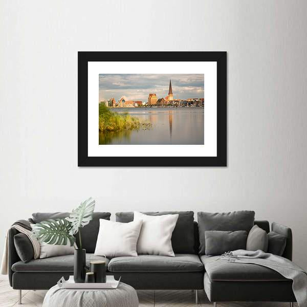View Over The River Warnow To Rostock Canvas Wall Art-3 Horizontal-Gallery Wrap-25" x 16"-Tiaracle