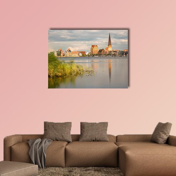 View Over The River Warnow To Rostock Canvas Wall Art-1 Piece-Gallery Wrap-48" x 32"-Tiaracle