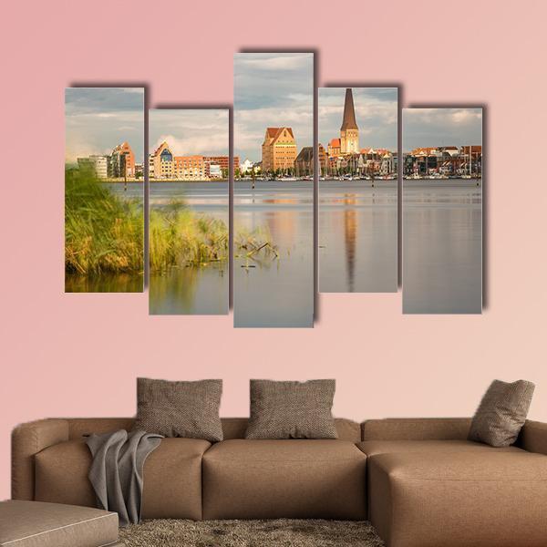 View Over The River Warnow To Rostock Canvas Wall Art-3 Horizontal-Gallery Wrap-25" x 16"-Tiaracle