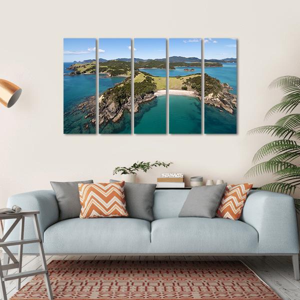 View Over Urupukapuka Island In New Zealand Canvas Wall Art-5 Horizontal-Gallery Wrap-22" x 12"-Tiaracle