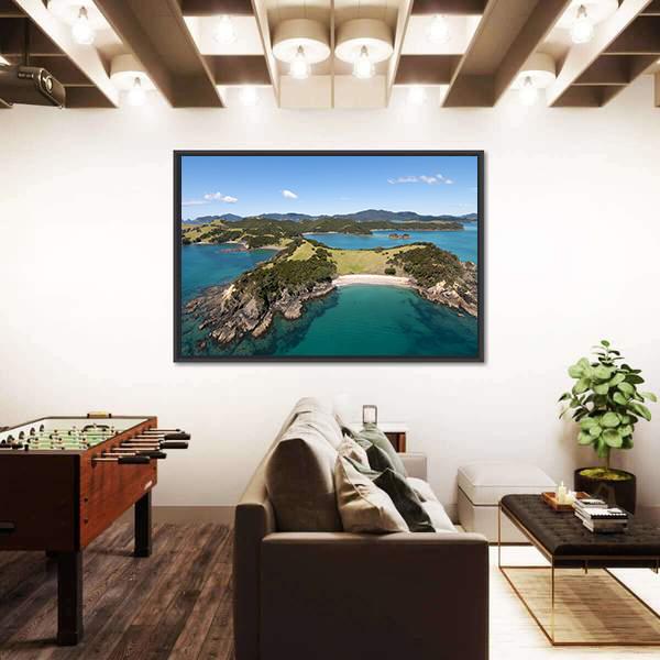 View Over Urupukapuka Island In New Zealand Canvas Wall Art-3 Horizontal-Gallery Wrap-25" x 16"-Tiaracle