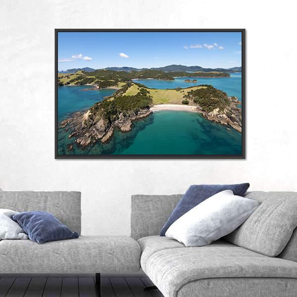 View Over Urupukapuka Island In New Zealand Canvas Wall Art-5 Horizontal-Gallery Wrap-22" x 12"-Tiaracle