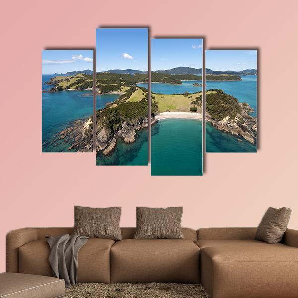View Over Urupukapuka Island In New Zealand Canvas Wall Art-4 Pop-Gallery Wrap-50" x 32"-Tiaracle