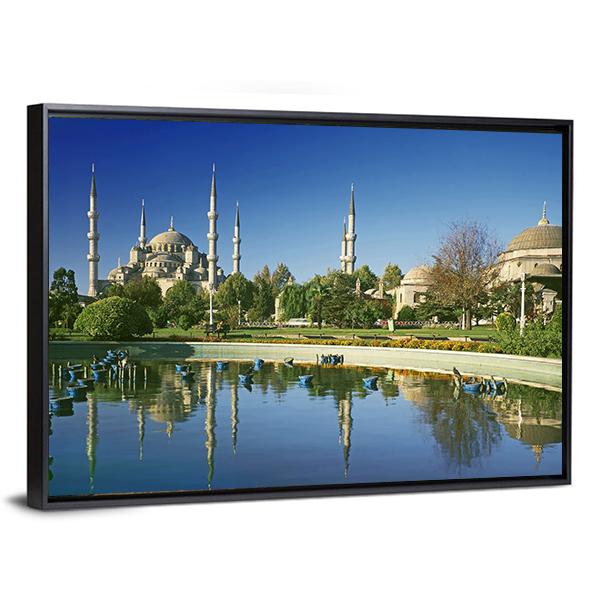 View To Blue Mosque In Istanbul Canvas Wall Art-3 Horizontal-Gallery Wrap-25" x 16"-Tiaracle