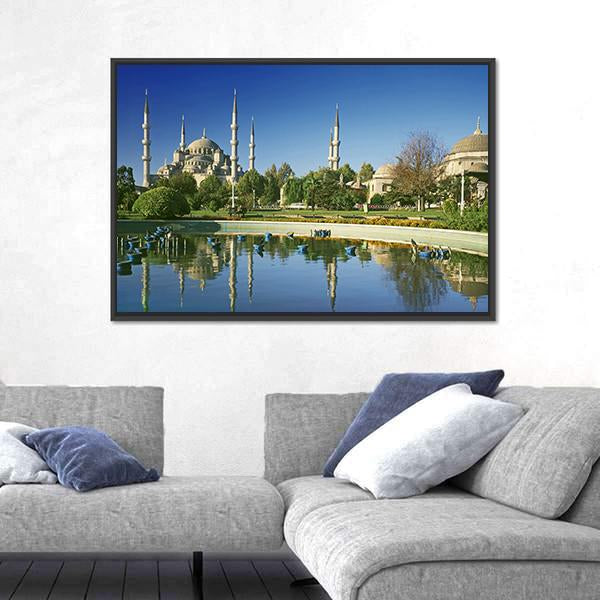 View To Blue Mosque In Istanbul Canvas Wall Art-3 Horizontal-Gallery Wrap-25" x 16"-Tiaracle