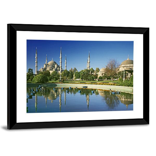 View To Blue Mosque In Istanbul Canvas Wall Art-3 Horizontal-Gallery Wrap-25" x 16"-Tiaracle