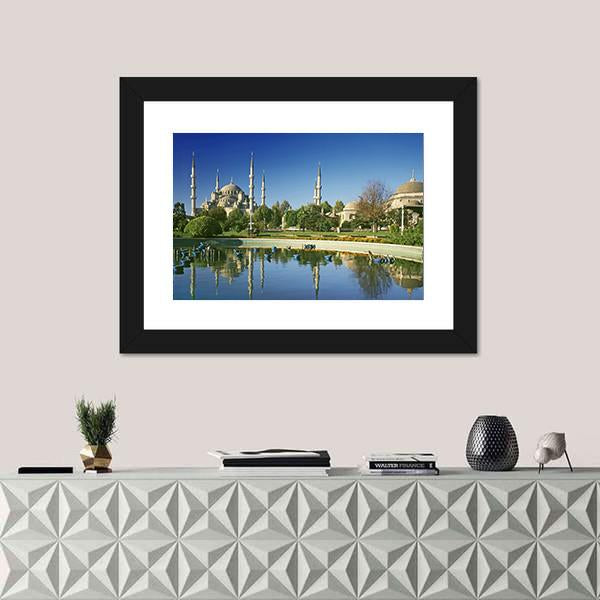 View To Blue Mosque In Istanbul Canvas Wall Art-1 Piece-Framed Print-20" x 16"-Tiaracle