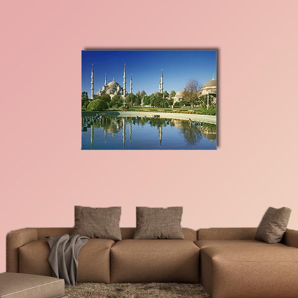 View To Blue Mosque In Istanbul Canvas Wall Art-1 Piece-Gallery Wrap-48" x 32"-Tiaracle