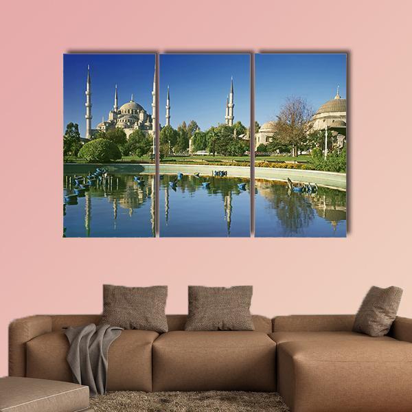 View To Blue Mosque In Istanbul Canvas Wall Art-3 Horizontal-Gallery Wrap-37" x 24"-Tiaracle