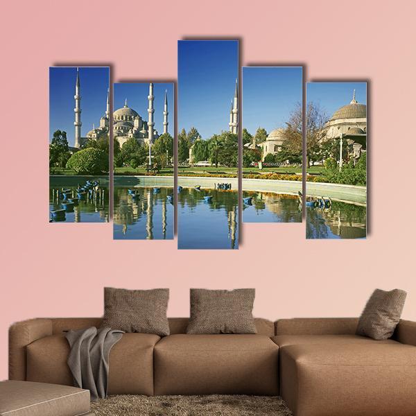 View To Blue Mosque In Istanbul Canvas Wall Art-5 Pop-Gallery Wrap-47" x 32"-Tiaracle