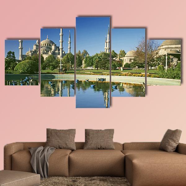 View To Blue Mosque In Istanbul Canvas Wall Art-5 Star-Gallery Wrap-62" x 32"-Tiaracle