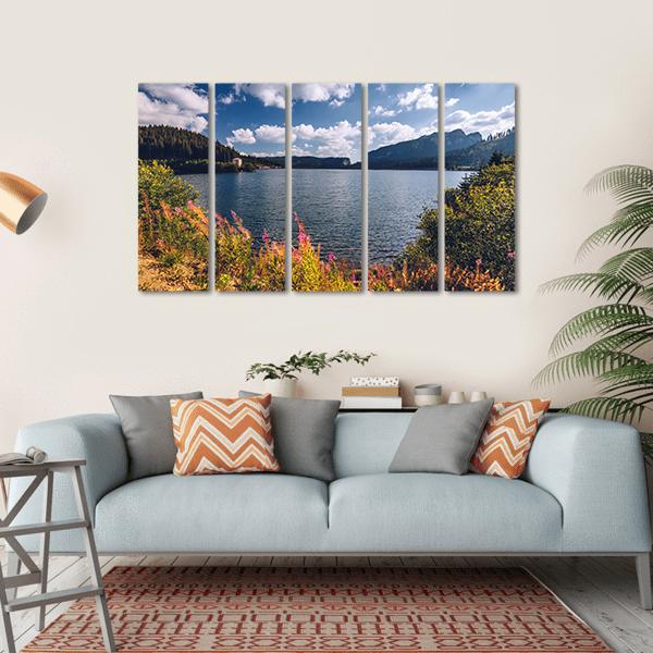 View To Bolboci Lake Canvas Wall Art-5 Horizontal-Gallery Wrap-22" x 12"-Tiaracle