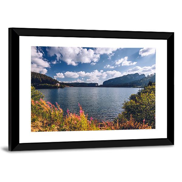 View To Bolboci Lake In Romania Panoramic Canvas Wall Art-1 Piece-36" x 12"-Tiaracle