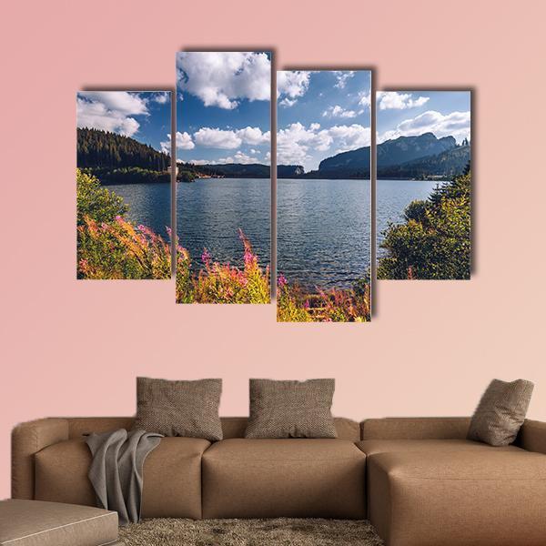View To Bolboci Lake Canvas Wall Art-4 Pop-Gallery Wrap-50" x 32"-Tiaracle