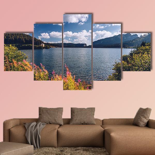 View To Bolboci Lake Canvas Wall Art-5 Star-Gallery Wrap-62" x 32"-Tiaracle
