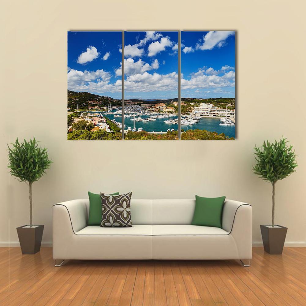 Marina Of Porto Cervo Canvas Wall Art-3 Horizontal-Gallery Wrap-37" x 24"-Tiaracle