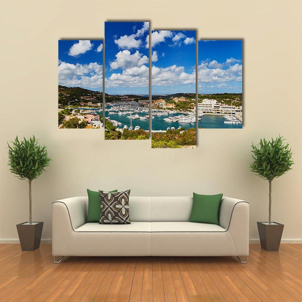 Marina Of Porto Cervo Canvas Wall Art-4 Pop-Gallery Wrap-50" x 32"-Tiaracle