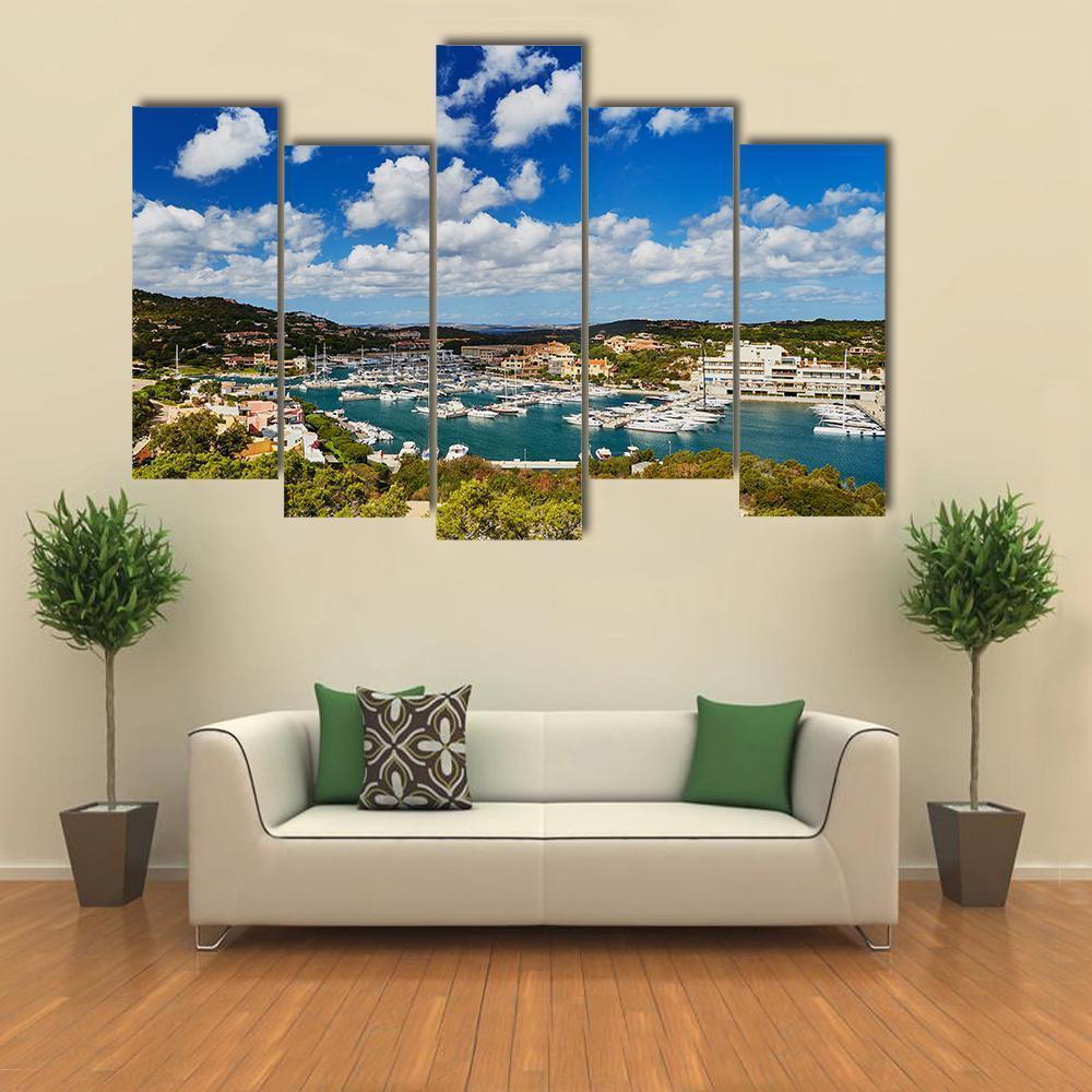 Marina Of Porto Cervo Canvas Wall Art-5 Pop-Gallery Wrap-47" x 32"-Tiaracle