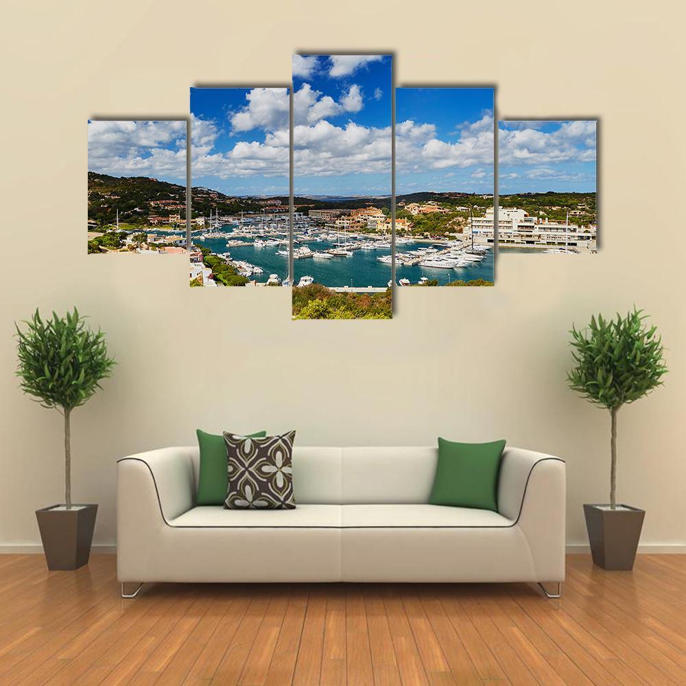 Marina Of Porto Cervo Canvas Wall Art-5 Star-Gallery Wrap-62" x 32"-Tiaracle