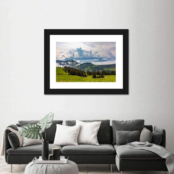 View To Swiss Alps From Rigi Kulm In Switzerland Canvas Wall Art-3 Horizontal-Gallery Wrap-25" x 16"-Tiaracle