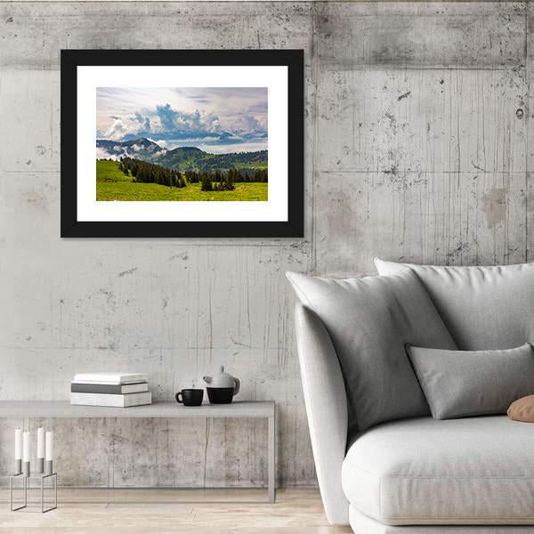 View To Swiss Alps From Rigi Kulm In Switzerland Canvas Wall Art-3 Horizontal-Gallery Wrap-25" x 16"-Tiaracle