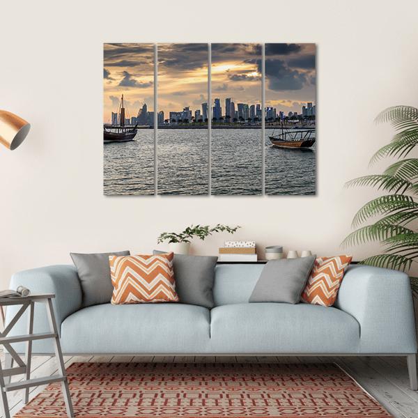 View To The Bay Of Doha Canvas Wall Art-4 Horizontal-Gallery Wrap-34" x 24"-Tiaracle