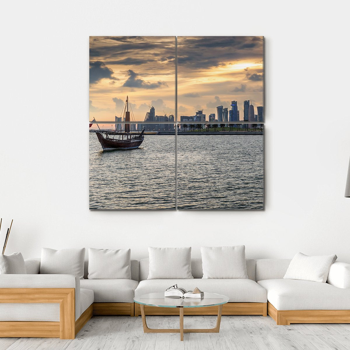 View To The Bay Of Doha Canvas Wall Art-4 Square-Gallery Wrap-17" x 17"-Tiaracle
