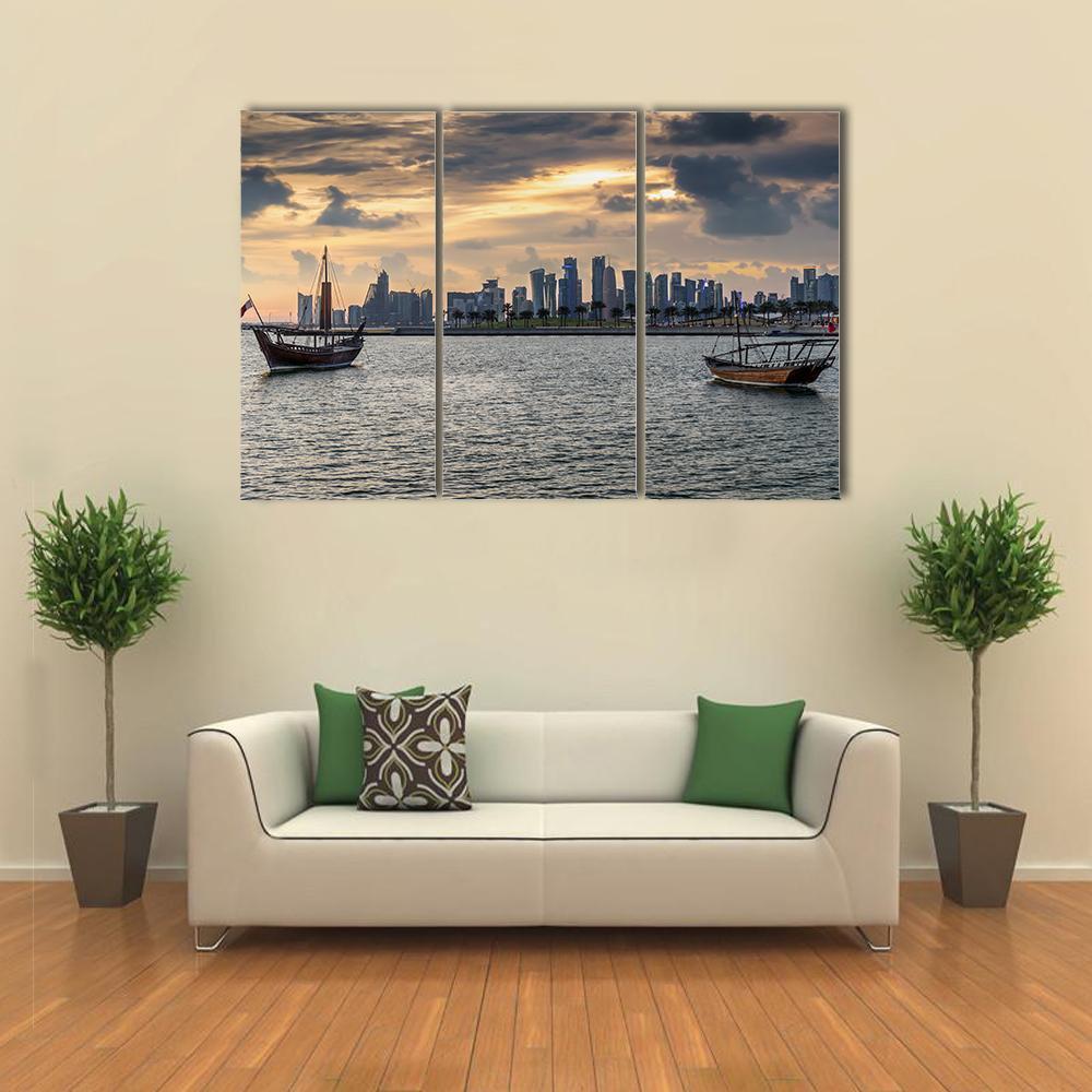 View To The Bay Of Doha Canvas Wall Art-3 Horizontal-Gallery Wrap-37" x 24"-Tiaracle