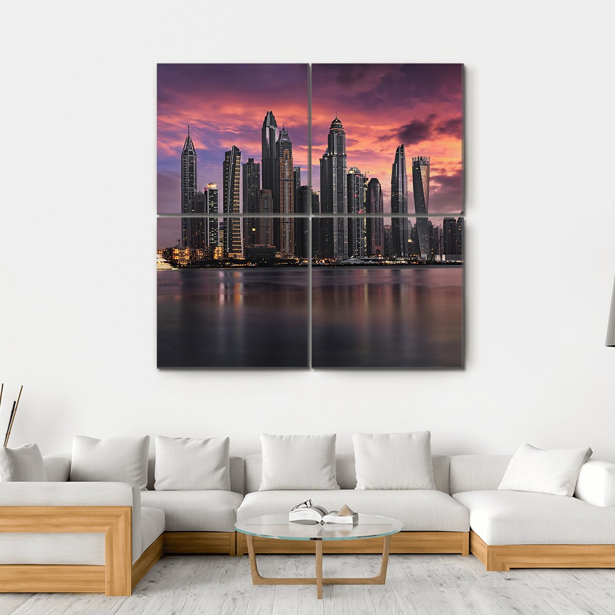 View To The Dubai Marina Disstrict Canvas Wall Art-4 Square-Gallery Wrap-17" x 17"-Tiaracle