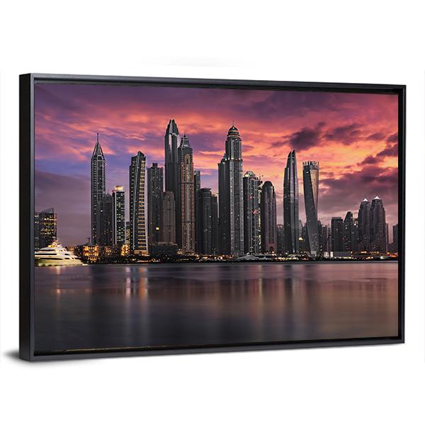 View To The Dubai Marina Disstrict Canvas Wall Art-3 Horizontal-Gallery Wrap-25" x 16"-Tiaracle