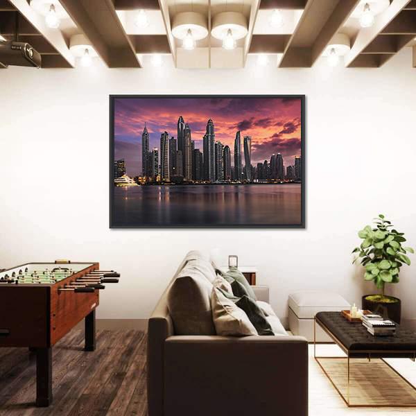 View To The Dubai Marina Disstrict Canvas Wall Art-3 Horizontal-Gallery Wrap-25" x 16"-Tiaracle
