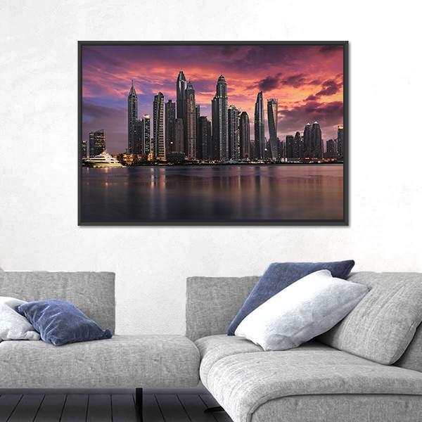 View To The Dubai Marina Disstrict Canvas Wall Art-3 Horizontal-Gallery Wrap-25" x 16"-Tiaracle