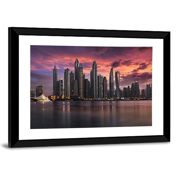 View To The Dubai Marina Disstrict Canvas Wall Art-3 Horizontal-Gallery Wrap-25" x 16"-Tiaracle