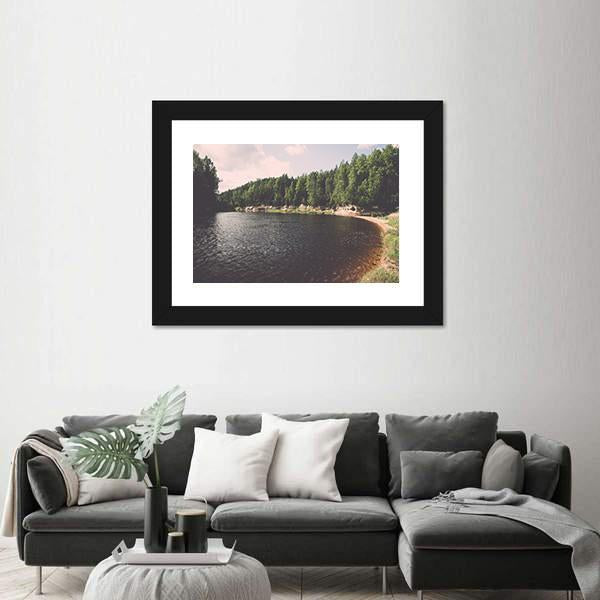 View To The Mountain River In Summer Canvas Wall Art-3 Horizontal-Gallery Wrap-25" x 16"-Tiaracle