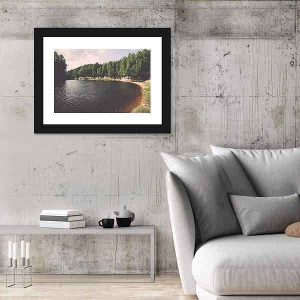 View To The Mountain River In Summer Canvas Wall Art-3 Horizontal-Gallery Wrap-25" x 16"-Tiaracle