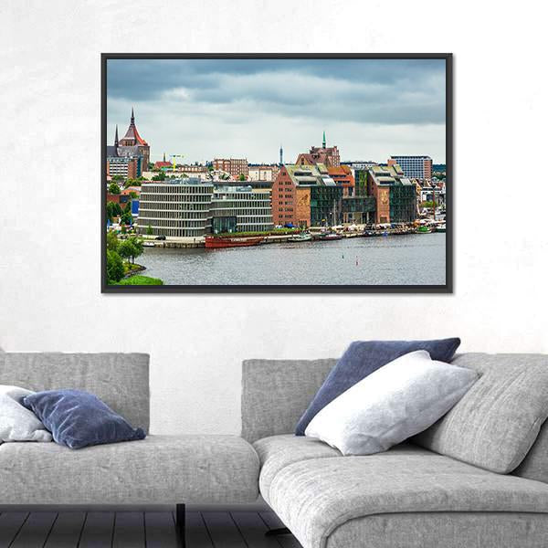 View To The Port And City Rostock Canvas Wall Art-3 Horizontal-Gallery Wrap-25" x 16"-Tiaracle