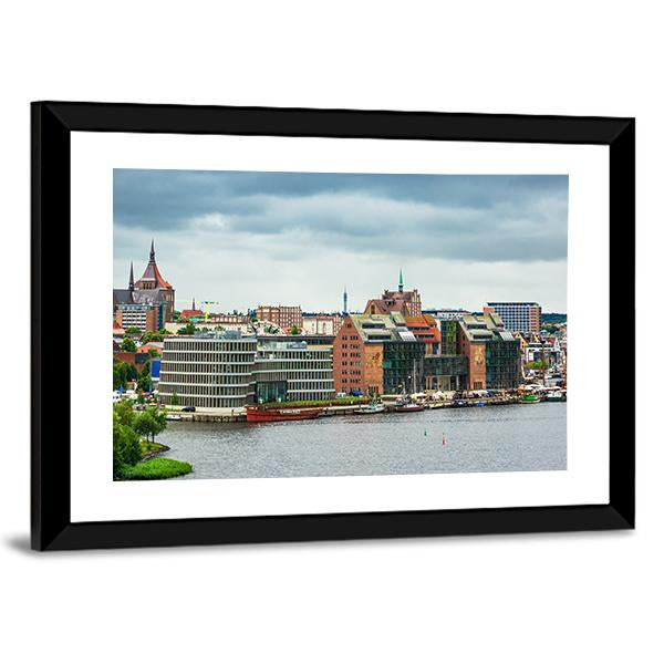 View To The Port And City Rostock Canvas Wall Art-3 Horizontal-Gallery Wrap-25" x 16"-Tiaracle