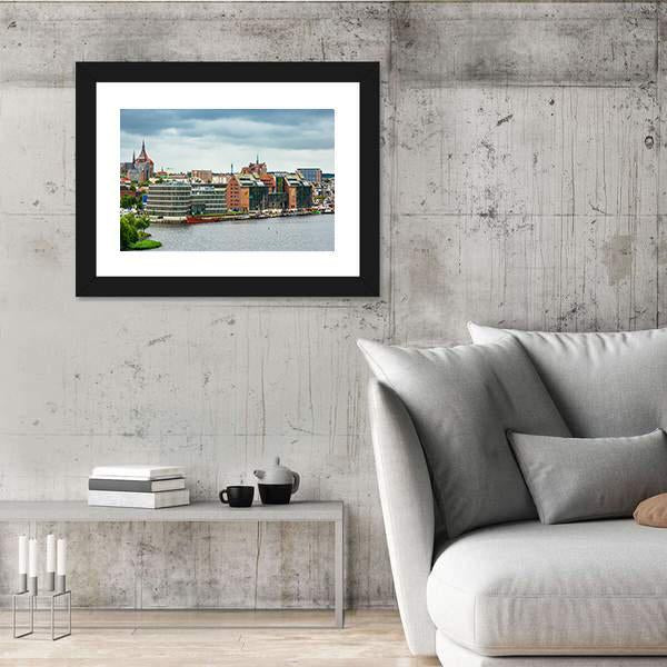 View To The Port And City Rostock Canvas Wall Art-3 Horizontal-Gallery Wrap-25" x 16"-Tiaracle
