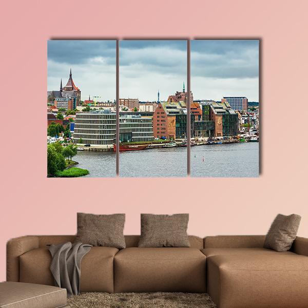 View To The Port And City Rostock Canvas Wall Art-3 Horizontal-Gallery Wrap-25" x 16"-Tiaracle