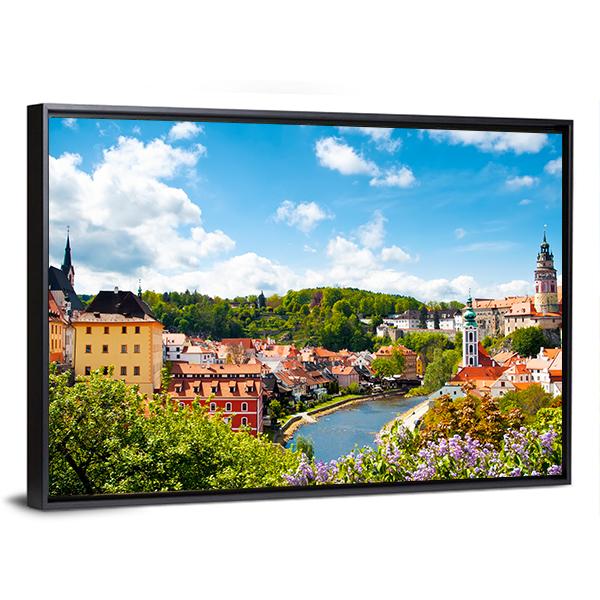 View To Tower Of Cesky Krumlov Canvas Wall Art-3 Horizontal-Gallery Wrap-25" x 16"-Tiaracle