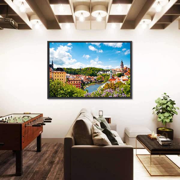 View To Tower Of Cesky Krumlov Canvas Wall Art-3 Horizontal-Gallery Wrap-25" x 16"-Tiaracle