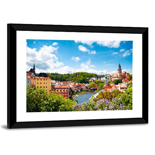 View To Tower Of Cesky Krumlov Canvas Wall Art-3 Horizontal-Gallery Wrap-25" x 16"-Tiaracle