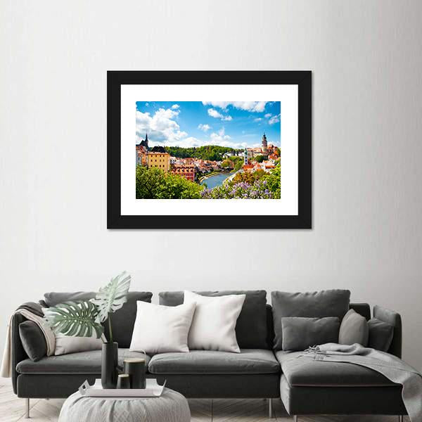 View To Tower Of Cesky Krumlov Canvas Wall Art-3 Horizontal-Gallery Wrap-25" x 16"-Tiaracle